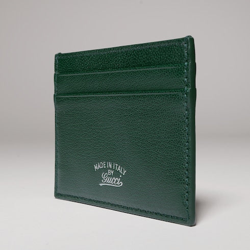 Lira card case - dark green leather