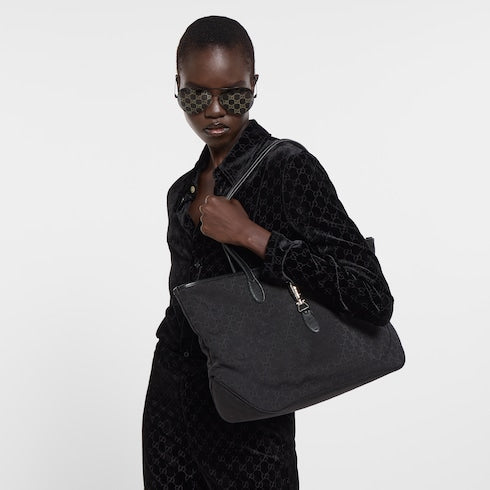Gucci Jackie medium tote bag - black GG canvas