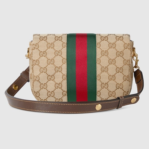 Gucci Horsebit 1955 small shoulder bag - sand and brown GG canvas