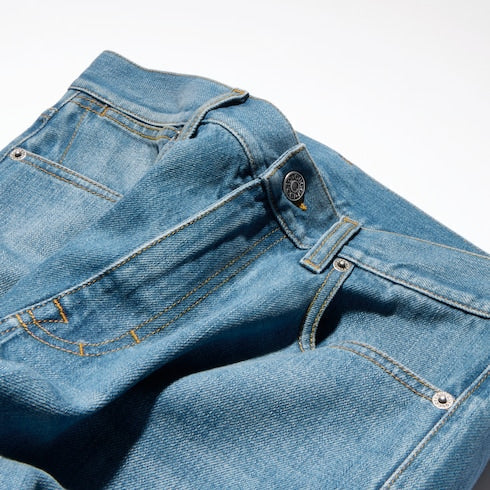 Bleached washed cotton denim pants - blue