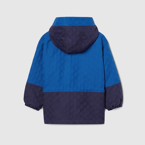 Children's GG cotton ripstop coat - blue and dark blue