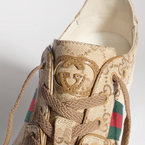Men's Stretch low-top sneaker - sand and brown GG canvas