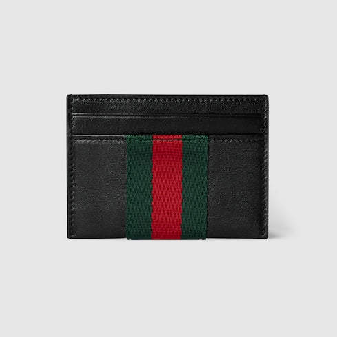 Web Trademark card case - black leather