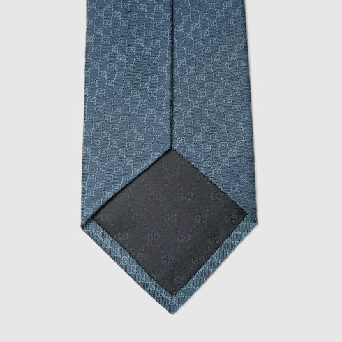 GG silk jacquard tie - blue