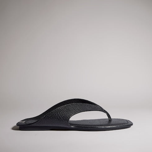 Men's thong sandal with Interlocking G - black leather
