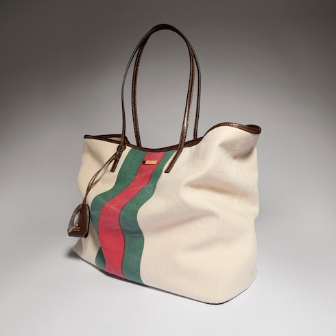 Gucci Tribeca large tote bag with charm - natural canvas
