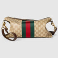 Medium GG crossbody bag with Web - sand and brown GG canvas