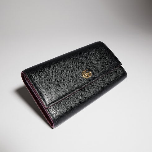 Bi-color GG Marmont continental wallet - black and red leather