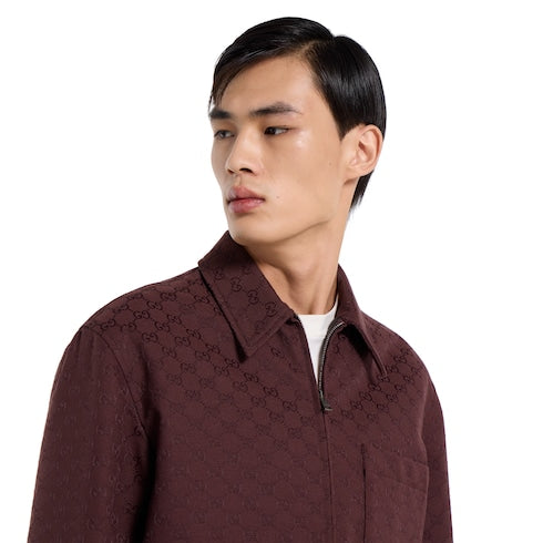 GG canvas zip jacket - burgundy