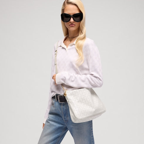 Lady Lunetta Chain medium shoulder bag - white GG leather
