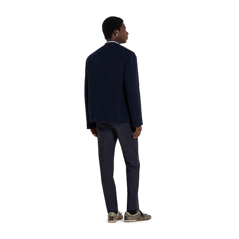 Pinstripe wool pant - dark blue and grey