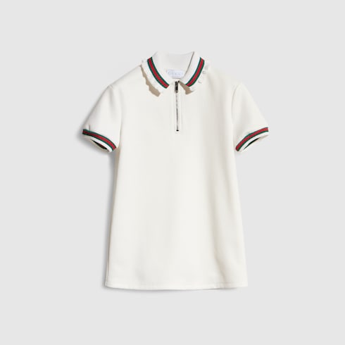 Children's jersey polo dress with Web - white