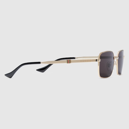 Rectangular-frame sunglasses - yellow gold-toned metal