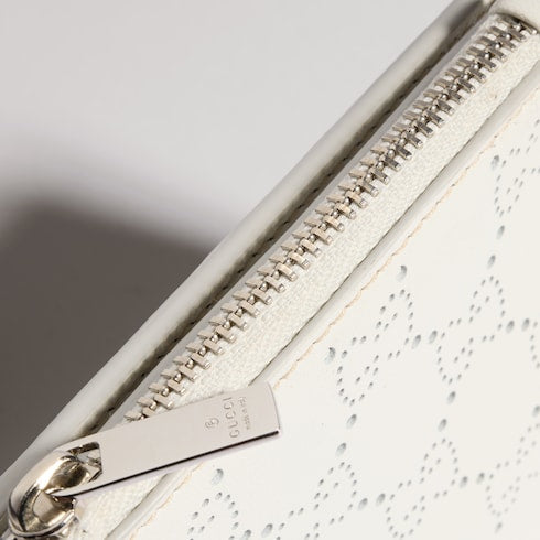 Small perforated GG wallet - white GG leather