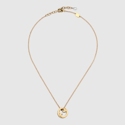 Gucci Blondie crystal pendant necklace - light gold-toned brass