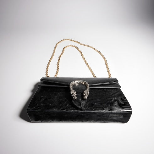 Dionysus lizard medium shoulder bag - black