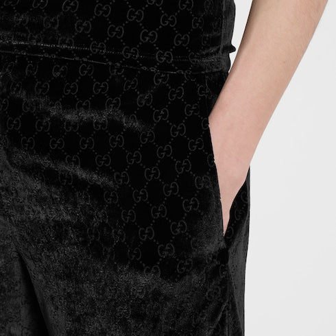 GG velvet devoré sportswear pants - black