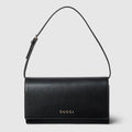 Mini pouch with Gucci lettering - black leather
