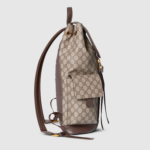 Ophidia large backpack - beige and dark brown fabric