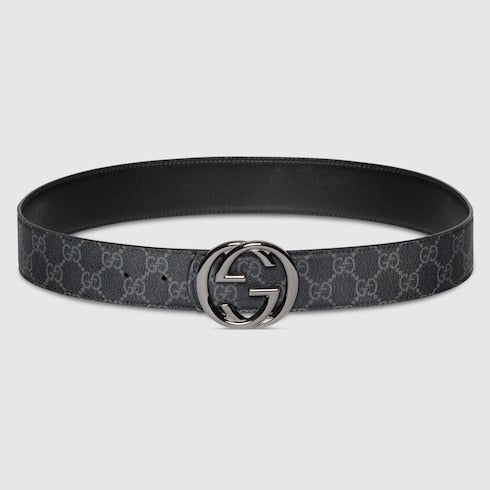 Reversible belt with Interlocking G buckle - black Supreme and leather