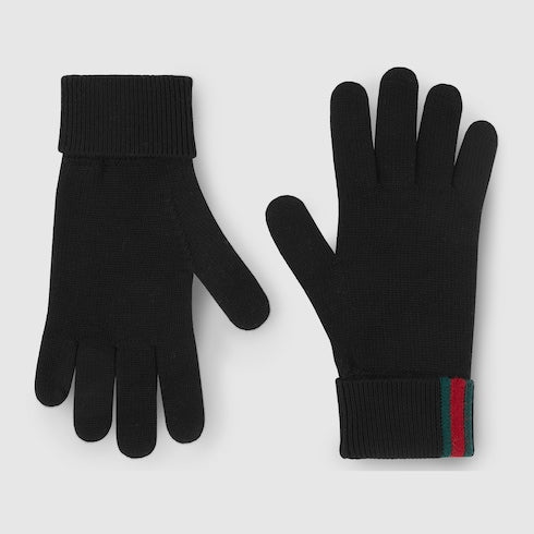 Wool gloves with Web - black