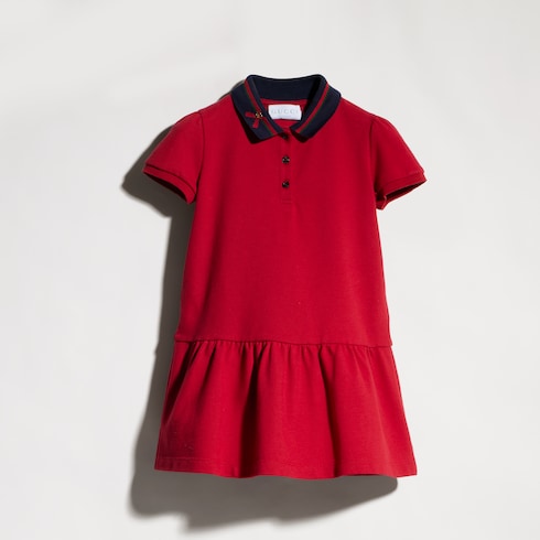 Children's cotton polo dress - red