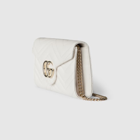 GG Marmont wallet on chain - white leather