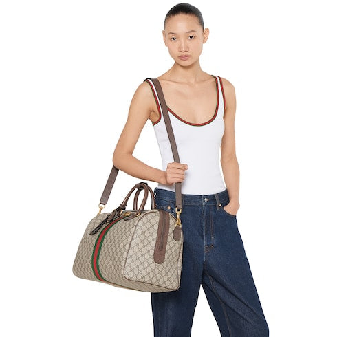 Gucci Savoy medium duffle bag - beige and dark brown fabric