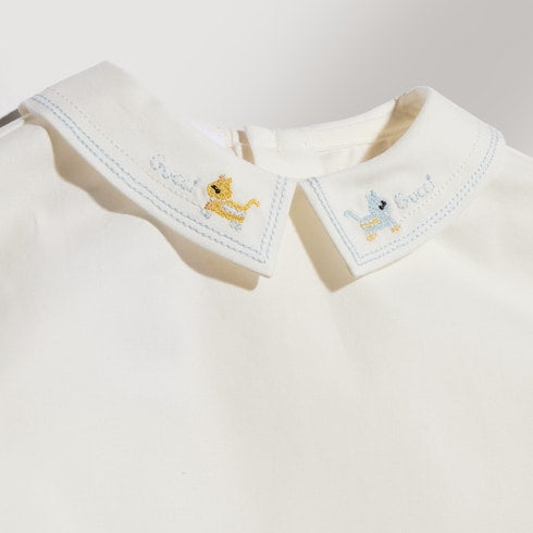 Baby cotton shirt with embroidery - white