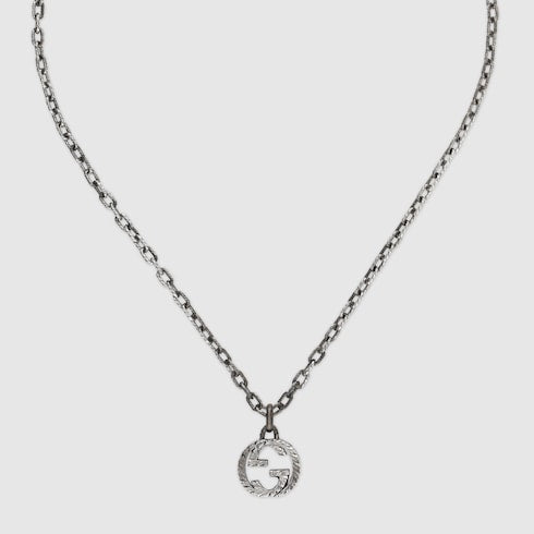 925 Sterling Silver Interlocking G Pendant Necklace With Textured Chain