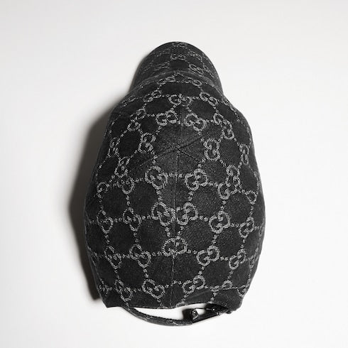 GG cotton denim baseball hat - black