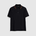 Cotton jersey piquet polo shirt - black