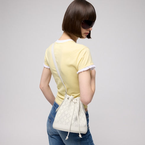 Gucci Venice small bucket bag - white GG leather