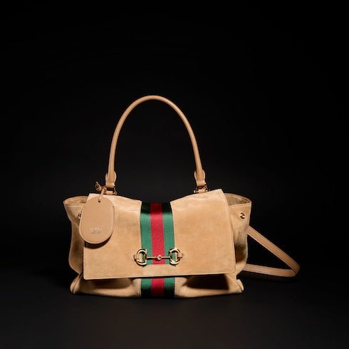Paparazzo medium top handle bag - sand suede