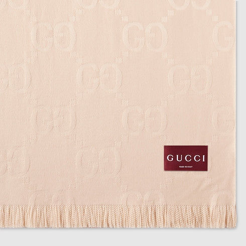 GG wool silk jacquard blanket - ivory