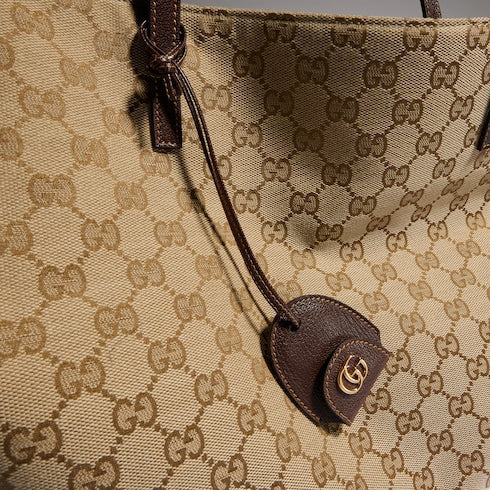 Gucci Londra large tote bag - sand and brown GG canvas