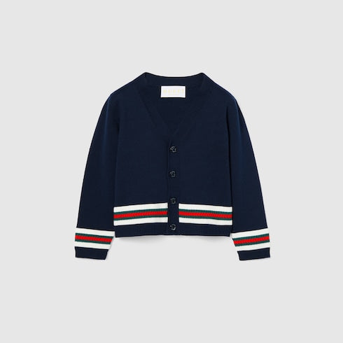 Baby cotton cardigan with Web - dark blue