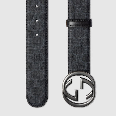 Belt with Interlocking G buckle - black Supreme canvas