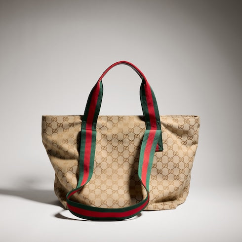 GG small tote bag - sand and brown GG canvas