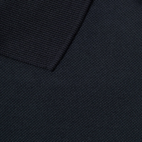 Cotton piquet polo shirt with embroidery - dark blue