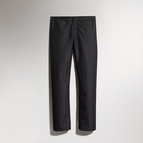 Cotton blend denim pants - black