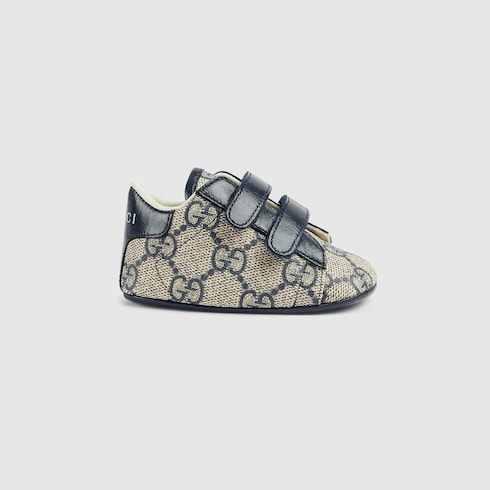 Baby Gucci Ace sneaker - blue and grey GG Supreme