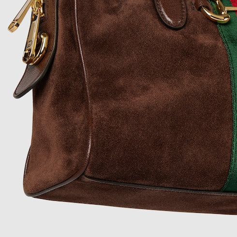Borsetto medium boston bag - dark brown suede