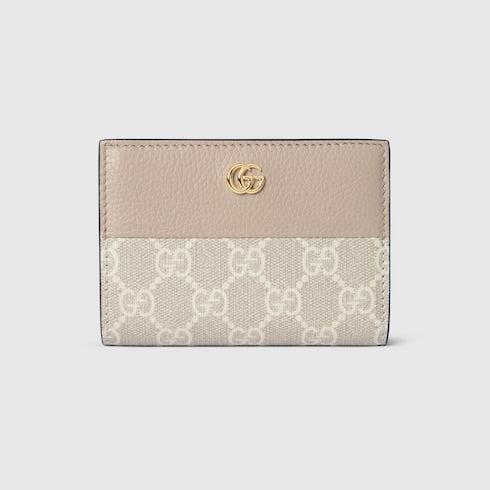 Bi-color GG Marmont small wallet - beige and white GG Supreme