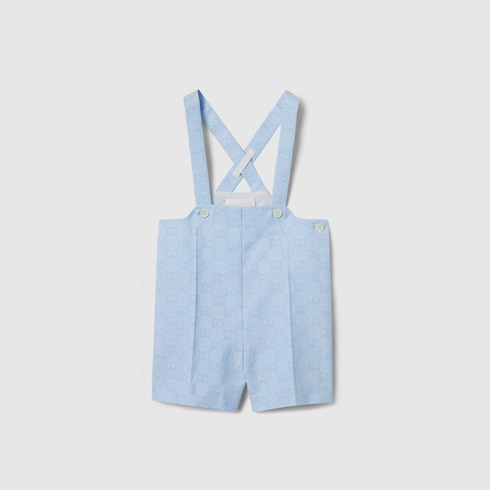 Baby GG cotton jacquard overall - light blue
