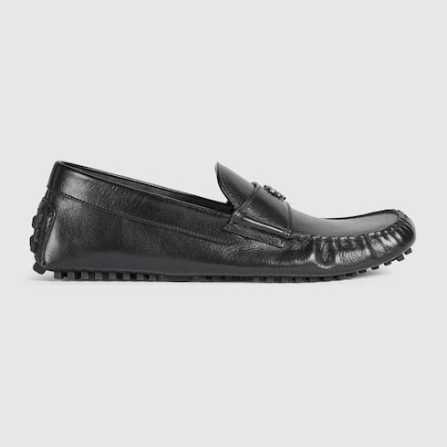 Men's driver with Gucci crest - black leather