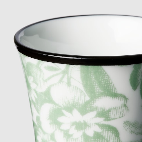 Herbarium print vase - white and green porcelain