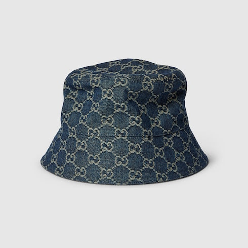 GG cotton denim bucket hat - blue