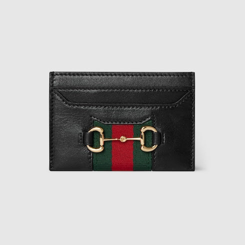 Gucci Horsebit Web card case - black leather
