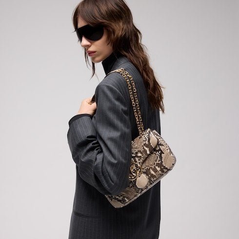 GG Marmont python medium shoulder bag - natural